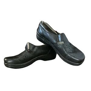 Klogs Black Leather Clogs Comfort Nursing Work Shoes Slip Resistant Supportive
